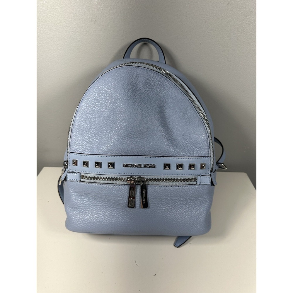 Michael Kors Kenly Medium‎ Light Sky Leather Backpack Pebble